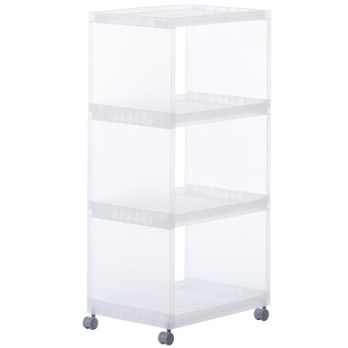 MUJI | 3-stöckiges Aufbewahrungsregal auf Rollen - Transparent 29 x 41,5 83 cm