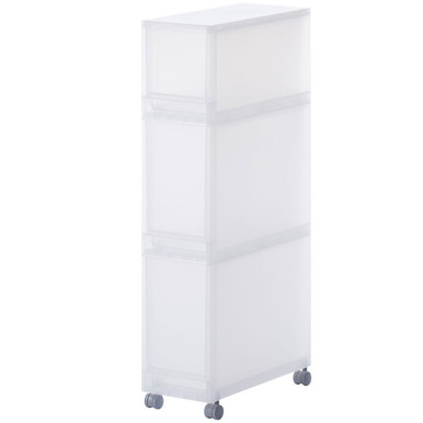 MUJI | 3-stöckige Aufbewahrungsschubladenregal auf Rollen – Transparent ​​18 x 40 83 cm