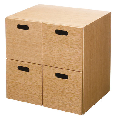MUJI | Stapelbarer Kasten mit 4 Schubladen, Eiche 2 x