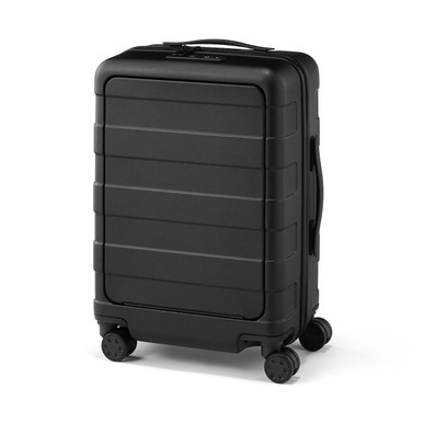 MUJI | Hartschalen‐Koffer mit 4 Rollen und Fronttasche, 32 Liter, Klein Schwarz L