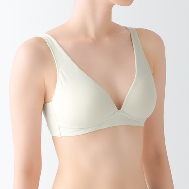 MUJI | Damen Bügelloser Baumwollmischung‐Plunge‐BH Grau XS