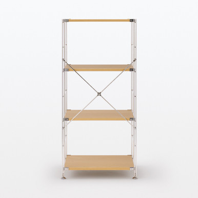 MUJI | Edelstahl-Regaleinheit mit Eichenholz - Breite 58 cm 4 Ebenen