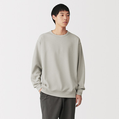 MUJI | Herren Quick Dry Longsleeve mit Waffelstruktur Schwarz S