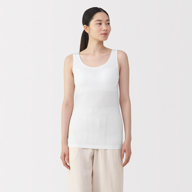 MUJI | Damen‐Unterhemd aus Lyocell‐Mischung mit versteckter Unterstützung Mokkabraun S