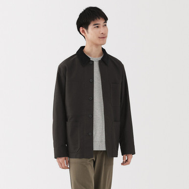 MUJI | Herren Arbeitsjacke mit Kordkragen aus Kapok Mischung Dunkelbeige XS