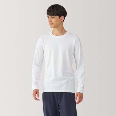 MUJI | Herren Longsleeve T‐Shirt mit Crew‐Ausschnitt aus Warme, dicke Baumwolle Dunkelgrau XS