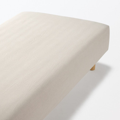 MUJI | Spannbetttuch aus Flanell-Baumwolle - Double Hellgrau Doppelbett