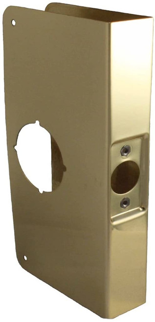Don-Jo 12-CW-PB Stainless Steel Wrap-Around Plate, 5-1/8" x 12", For Cylinder Door Lock with 2-1/8" Hole, 2-3/4" Backset, Polished Brass Finish