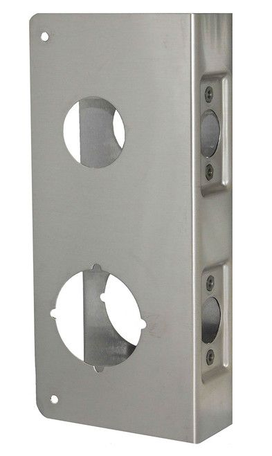 Don-Jo 264-S-CW Satin Steel Door Wrap-Around with 1-1/2" Hole on top and 2-1/8" Hole on bottom with 4" centers