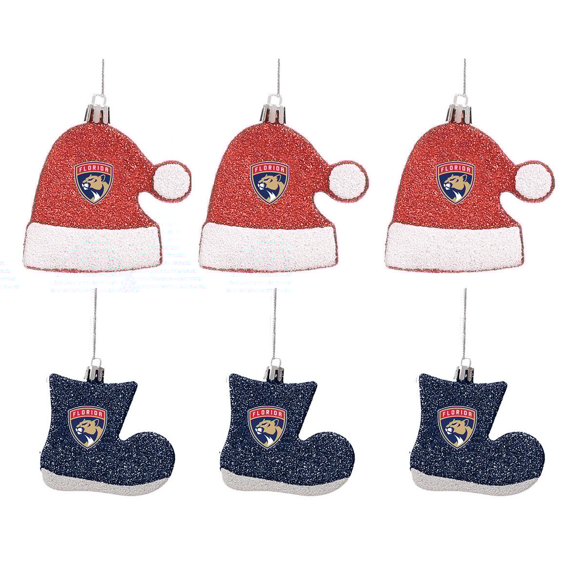 Florida Panthers 6 Pack Hat/Boot Ornament Set