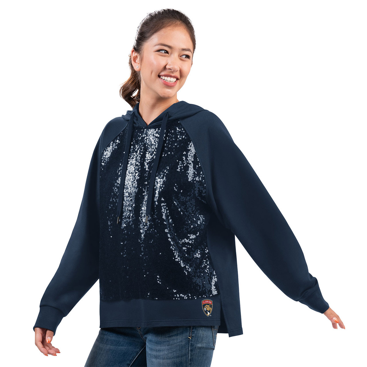Florida Panthers Women's Driver Sequins Hooded Sweatshirt - FLA