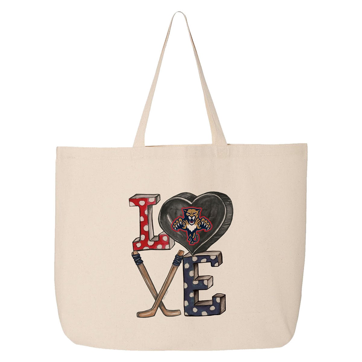 Florida Panthers LOVE Canvas Tote Bag