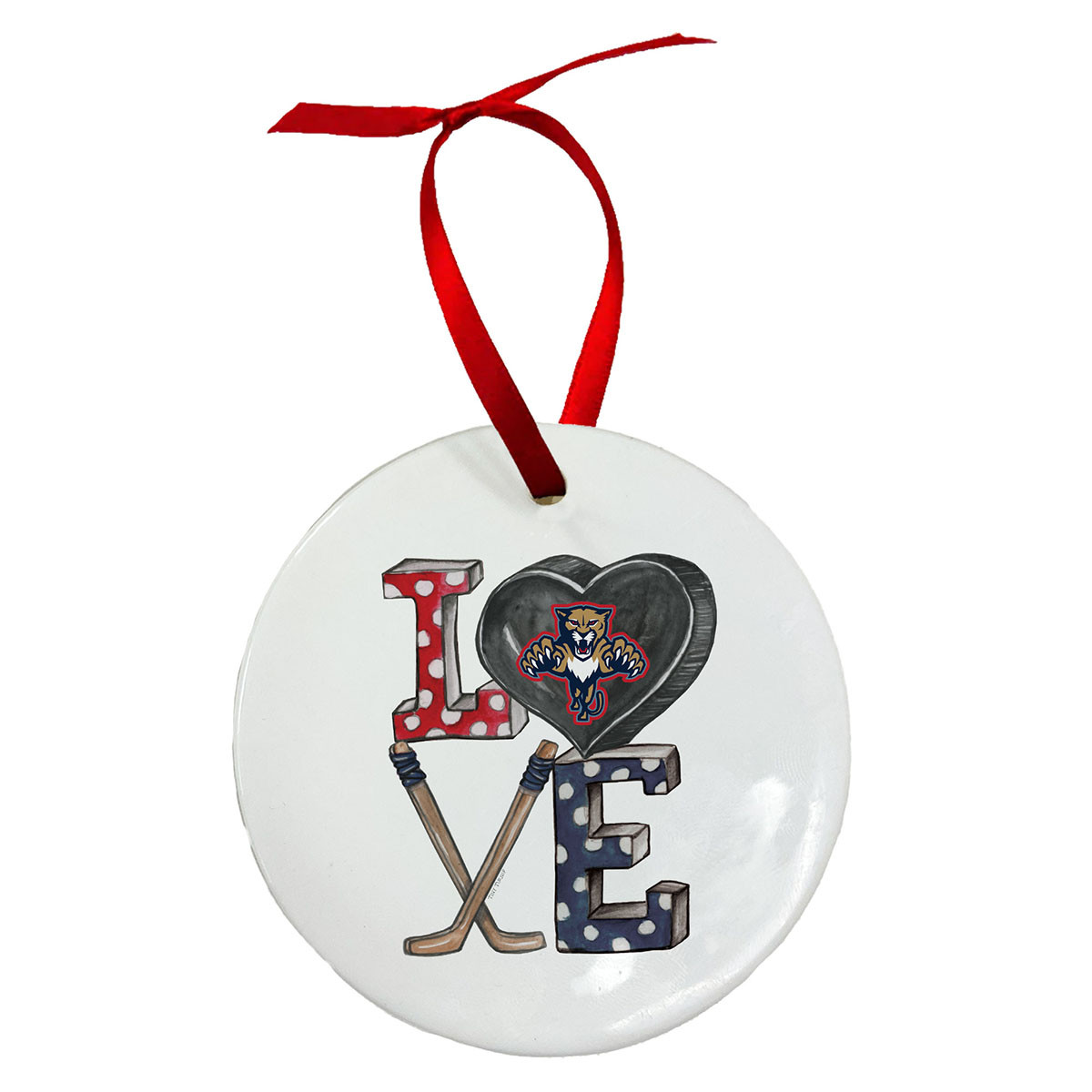 Florida Panthers LOVE Polka Dot Ornament