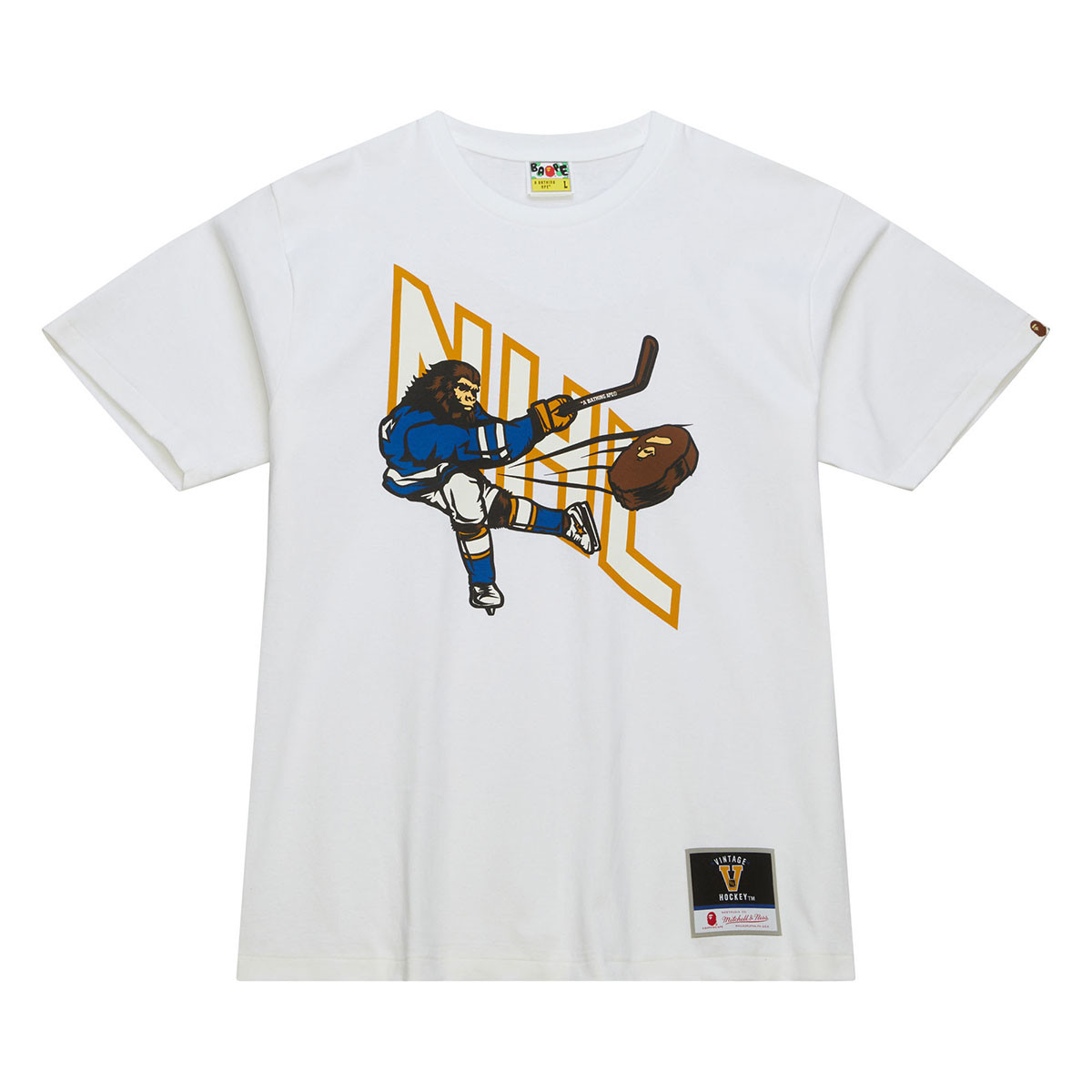 新品未使用！BAPE HOCKEY CREWNECK ロンt 3XL BAPE®︎ x Mitchell & Ness x NHL White T-Shirt - FLA TEAM SHOP