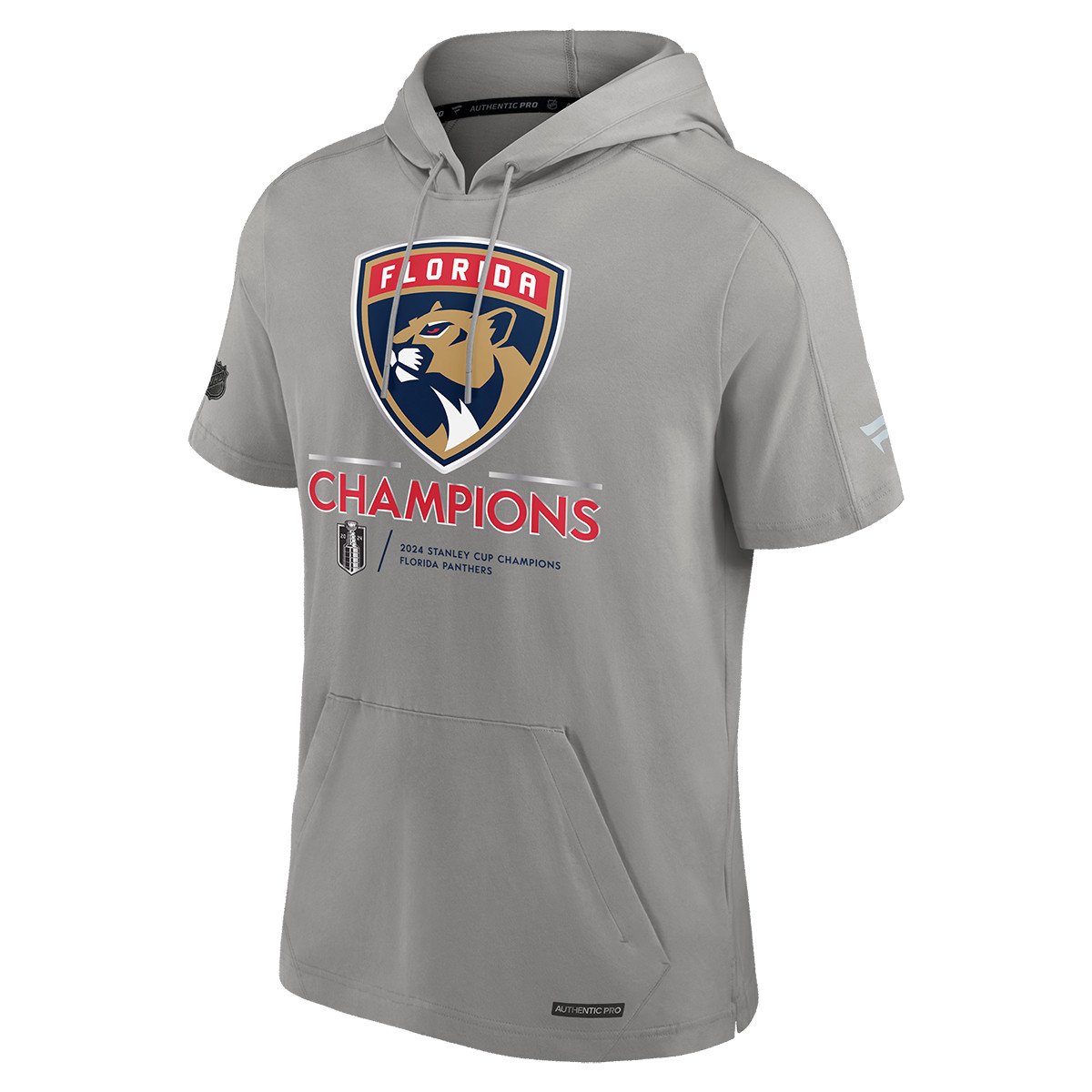 Florida Panthers 2024 Stanley Cup Champions Authentic Pro Short Sleeve Hooded Pullover