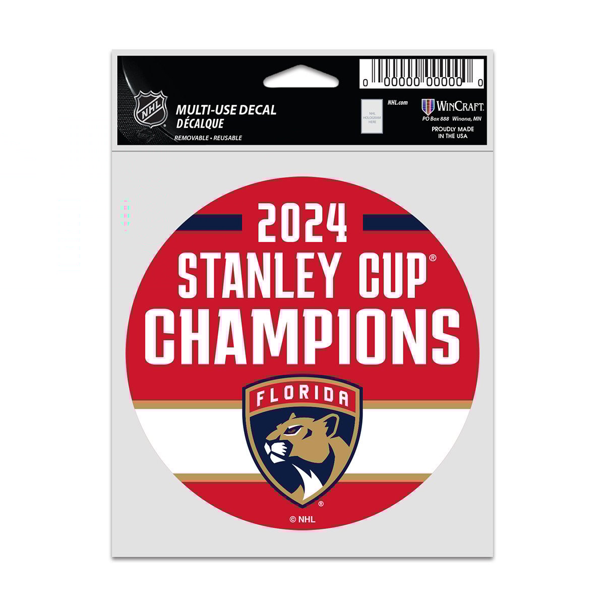 Florida Panthers 2024 Stanley Cup Champions Fan Round Decal