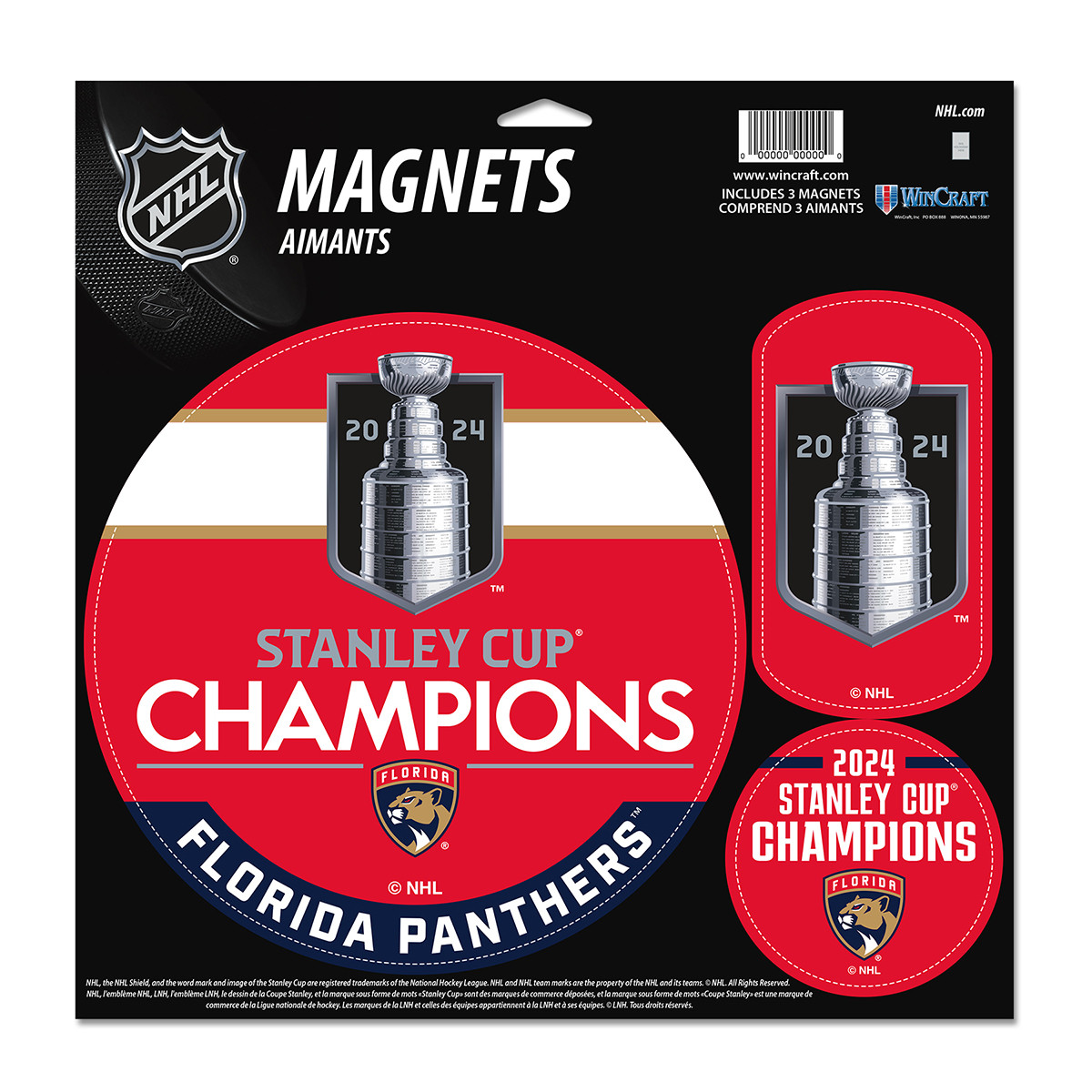 Florida Panthers 2024 Stanley Cup Champions 3-Pack Magnets