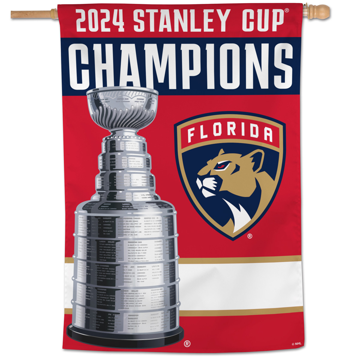 Florida Panthers 2024 Stanley Cup Champions Vertical Flag