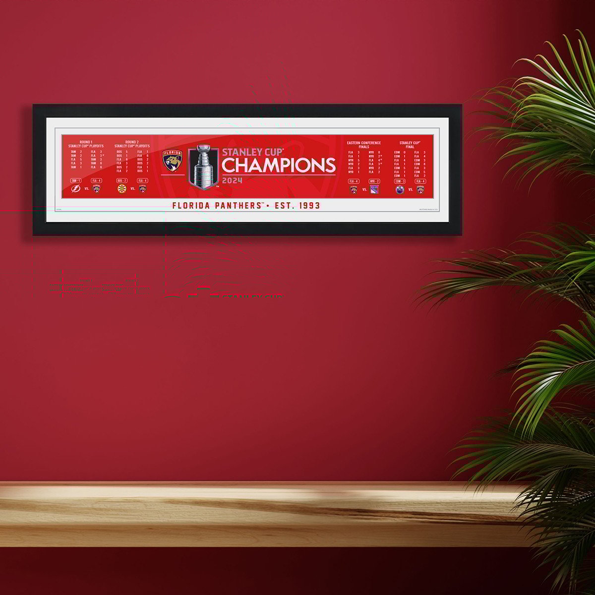 Florida Panthers 2024 Stanley Cup Champions Game Score Framed Collectible