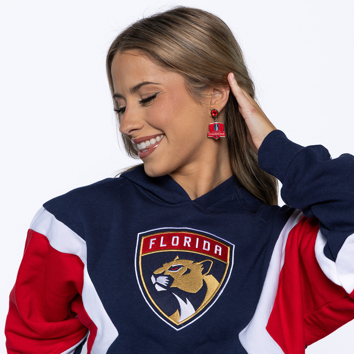 Florida Panthers 2024 Stanley Cup Champions Red Gem Earrings