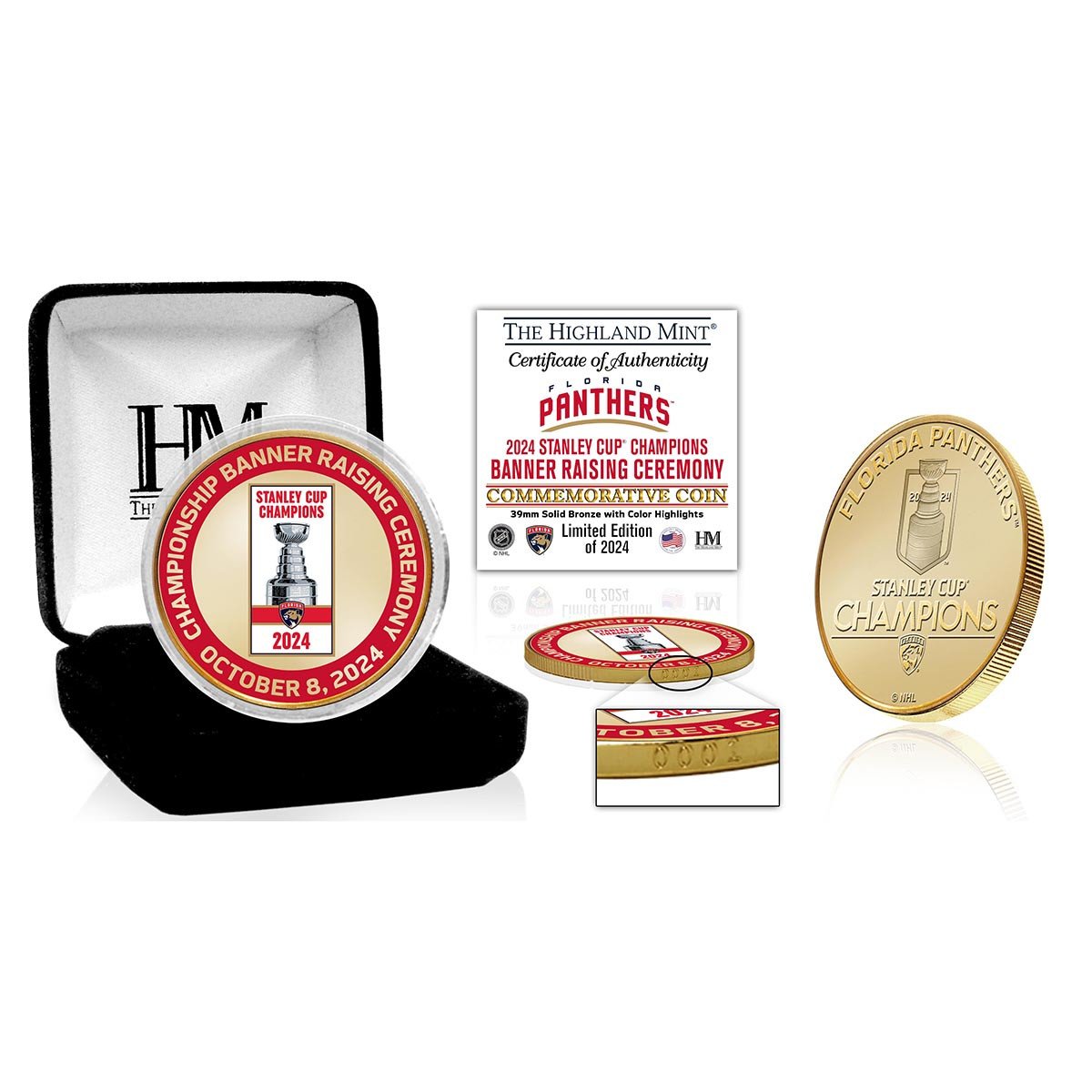 Florida Panthers 2024 Stanley Cup Champions Banner Raising Bronze Coin