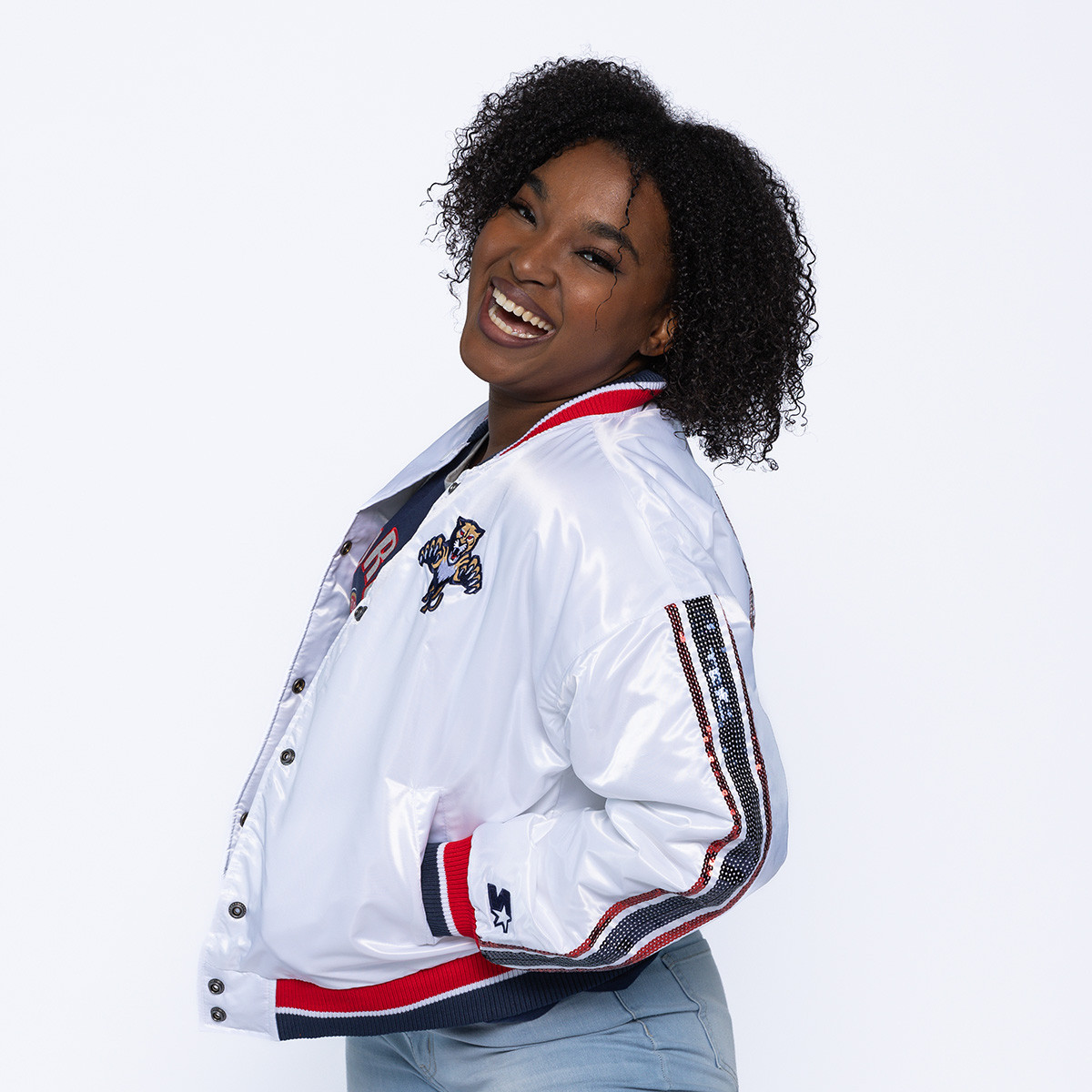 Florida Panthers Women's Double Coverage Crop Varsity Jacket