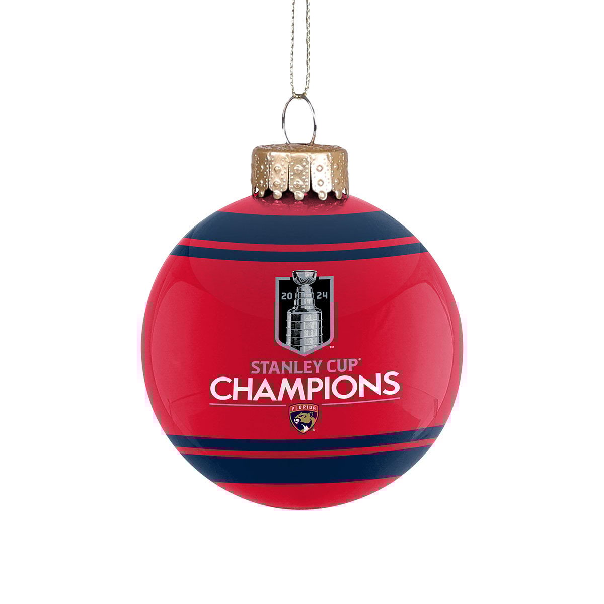 Florida Panthers 2024 Stanley Cup Champions Glass Ball Ornament