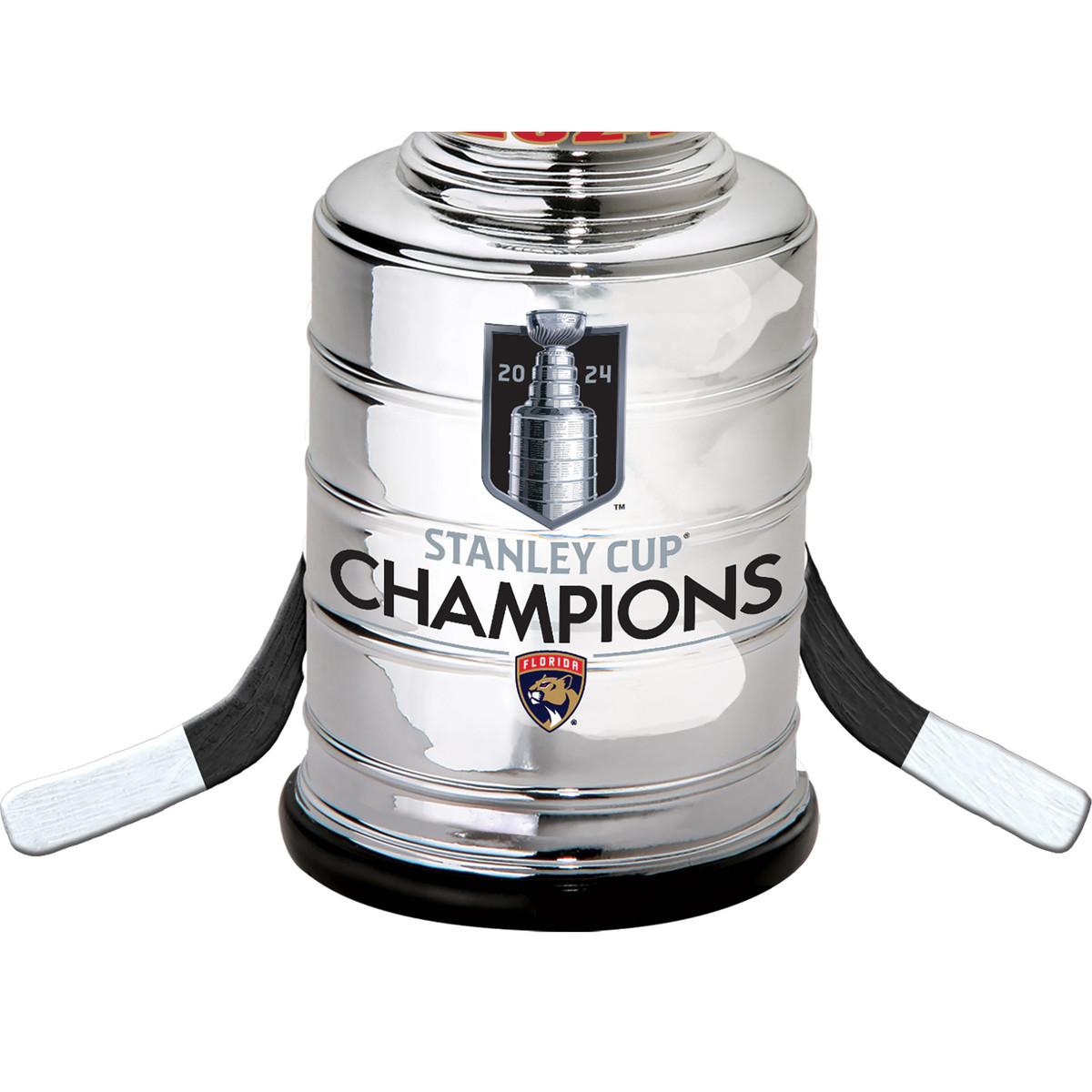 Florida Panthers 2024 Stanley Cup Champions Trophy & Sticks Ornament