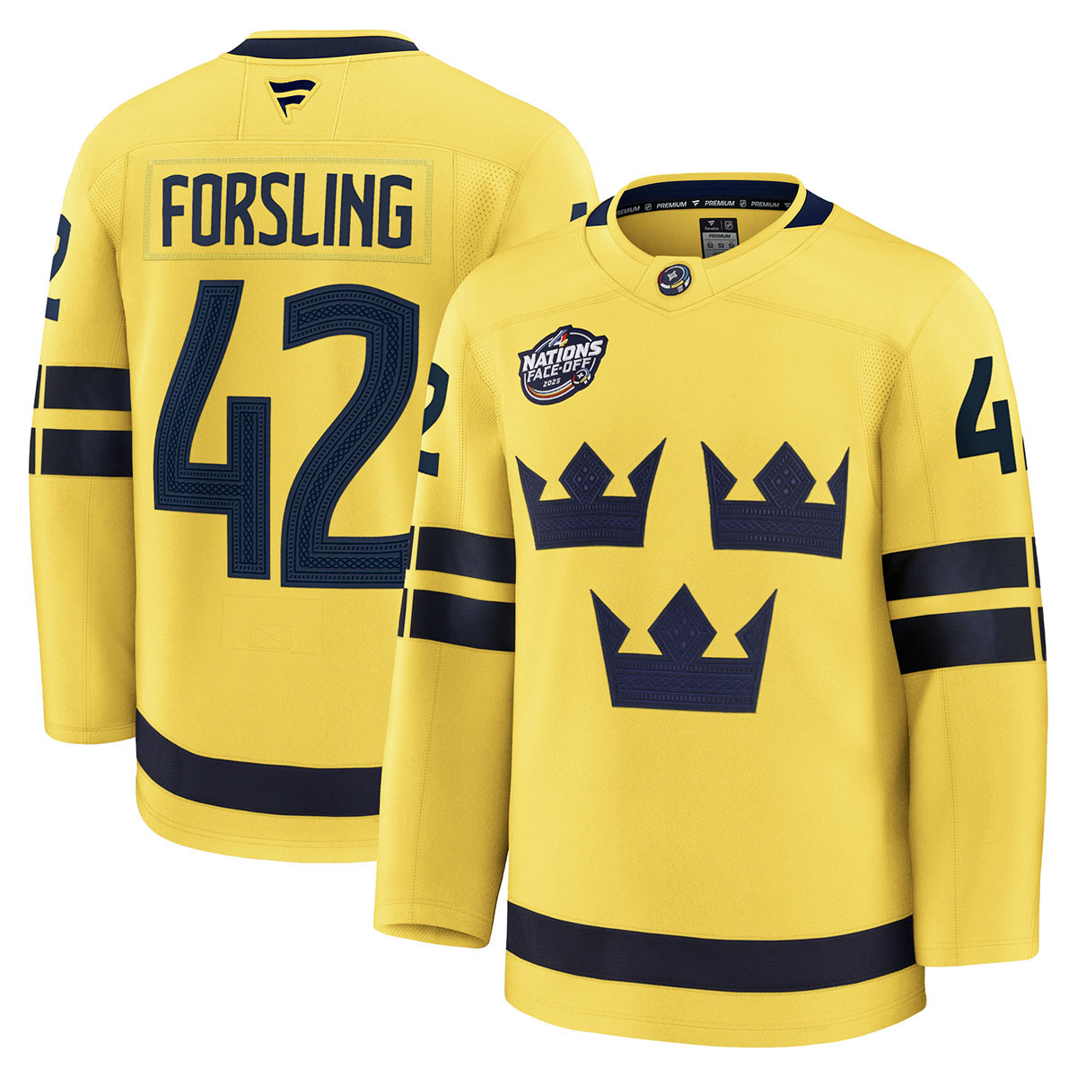 トラジャ　's travelers　FC　IMAGE NATION NHL 4 Nations Sweden #42 Gustav Forsling Premium Jersey - FLA TEAM