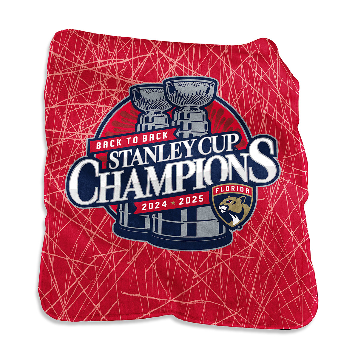 Florida Panthers 2024-2025 Back-to-Back Stanley Cup Champions Silk Touch Throw Blanket