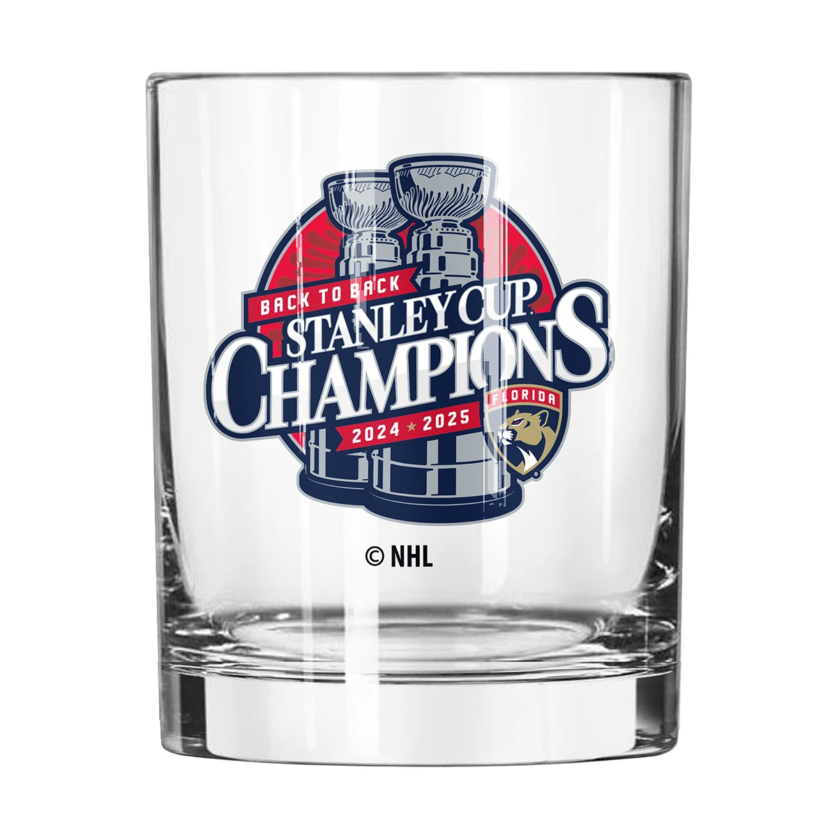 Florida Panthers 2024-2025 Back-to-Back Stanley Cup Champions 14oz. Rocks Glass