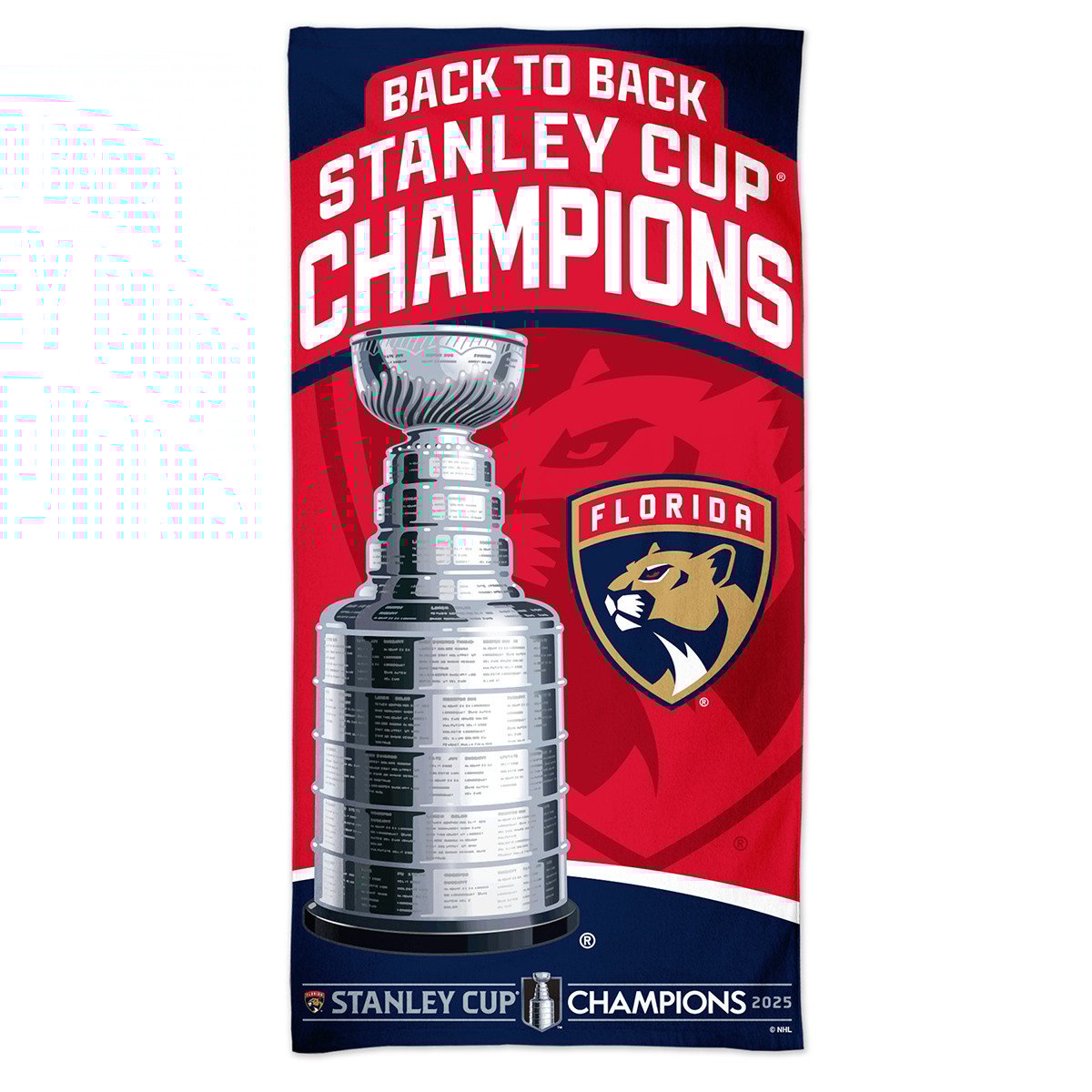 Florida Panthers 2024-2025 Back-to-Back Stanley Cup Champions Beach Towel