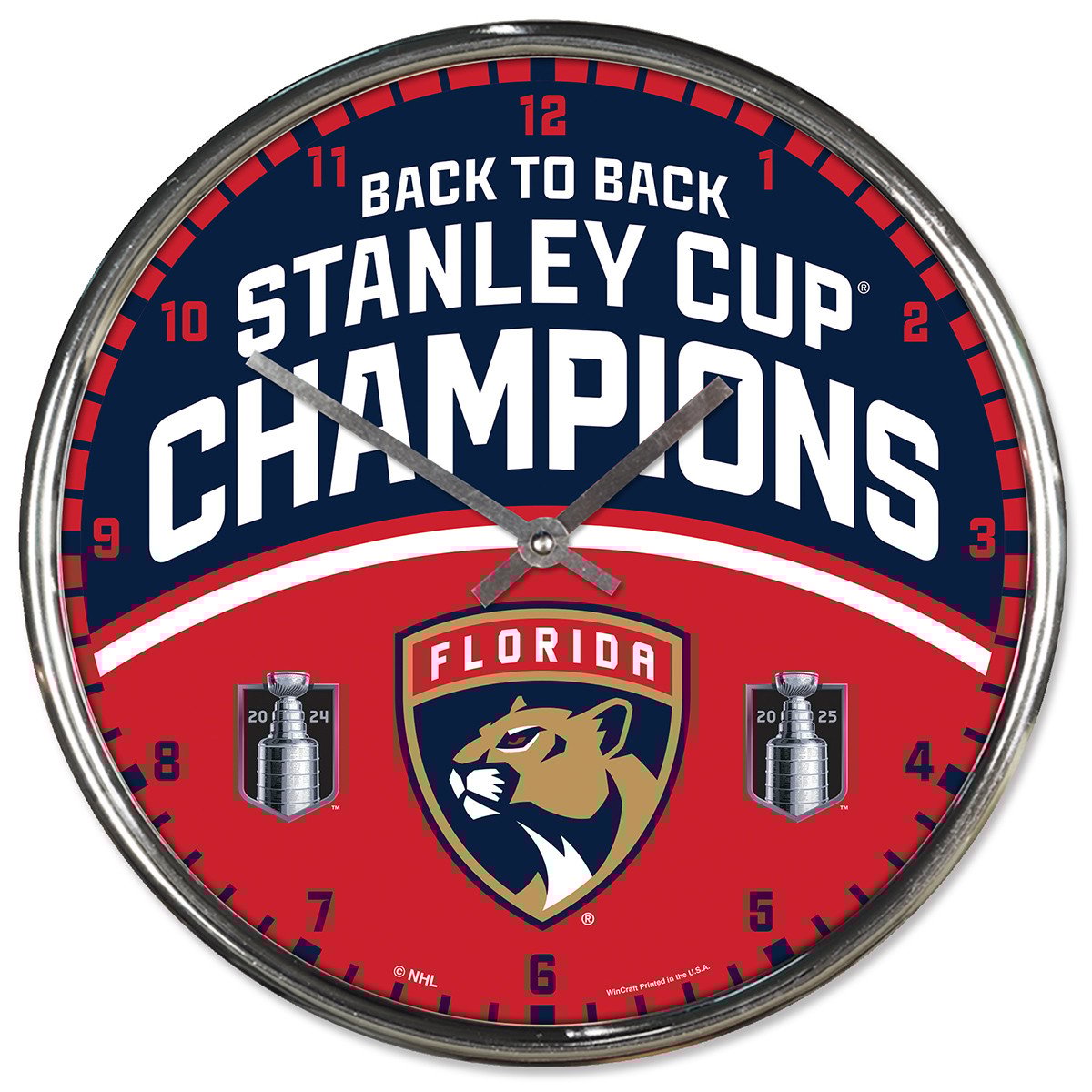 Florida Panthers 2024-2025 Back-to-Back Stanley Cup Champions Clock