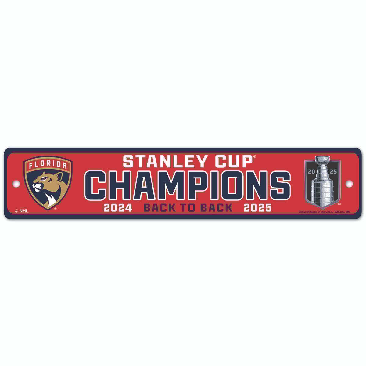 Florida Panthers 2024-2025 Back-to-Back Stanley Cup Champions Street Sign