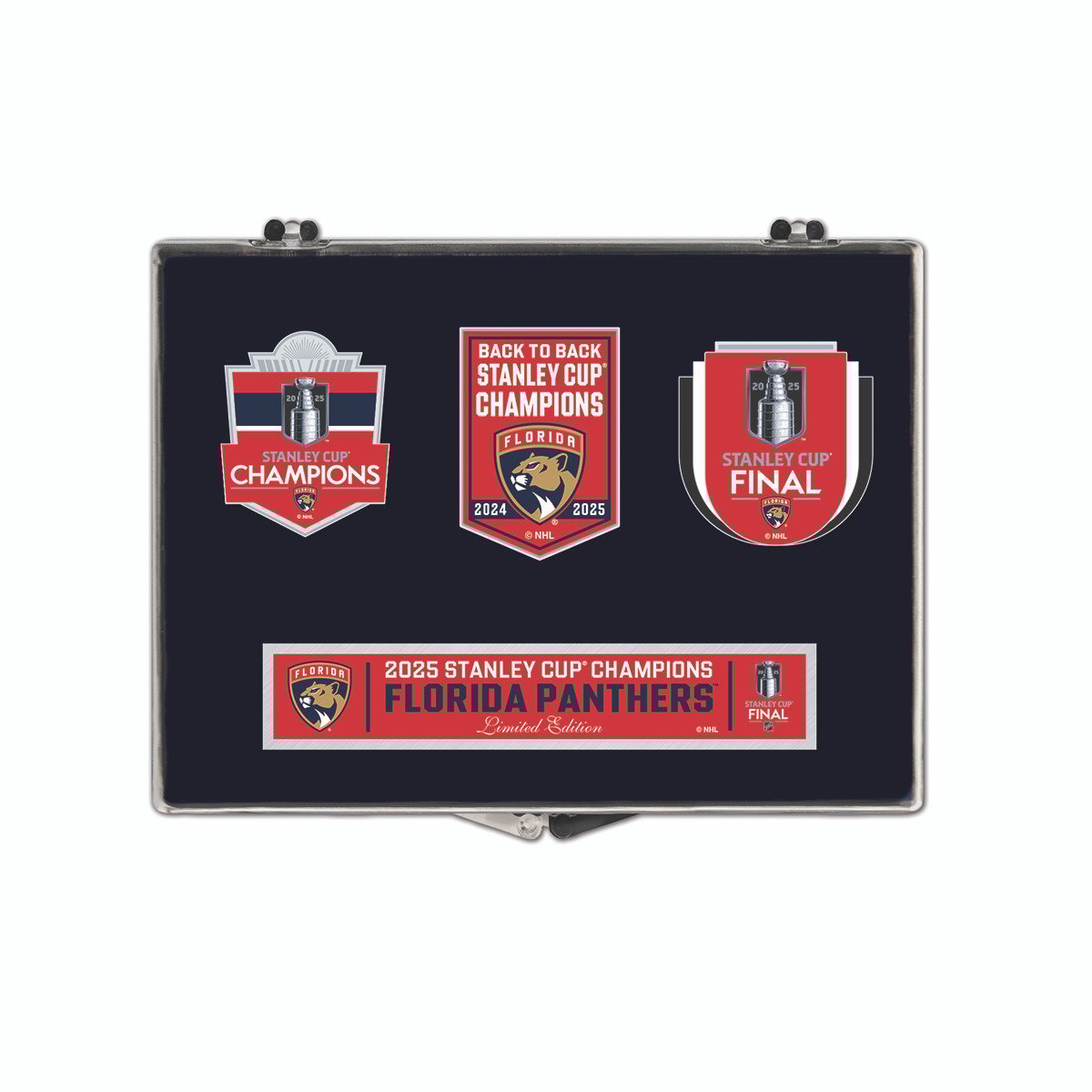 Florida Panthers 2024-2025 Back-to-Back Stanley Cup Champions Enamel Pin Set