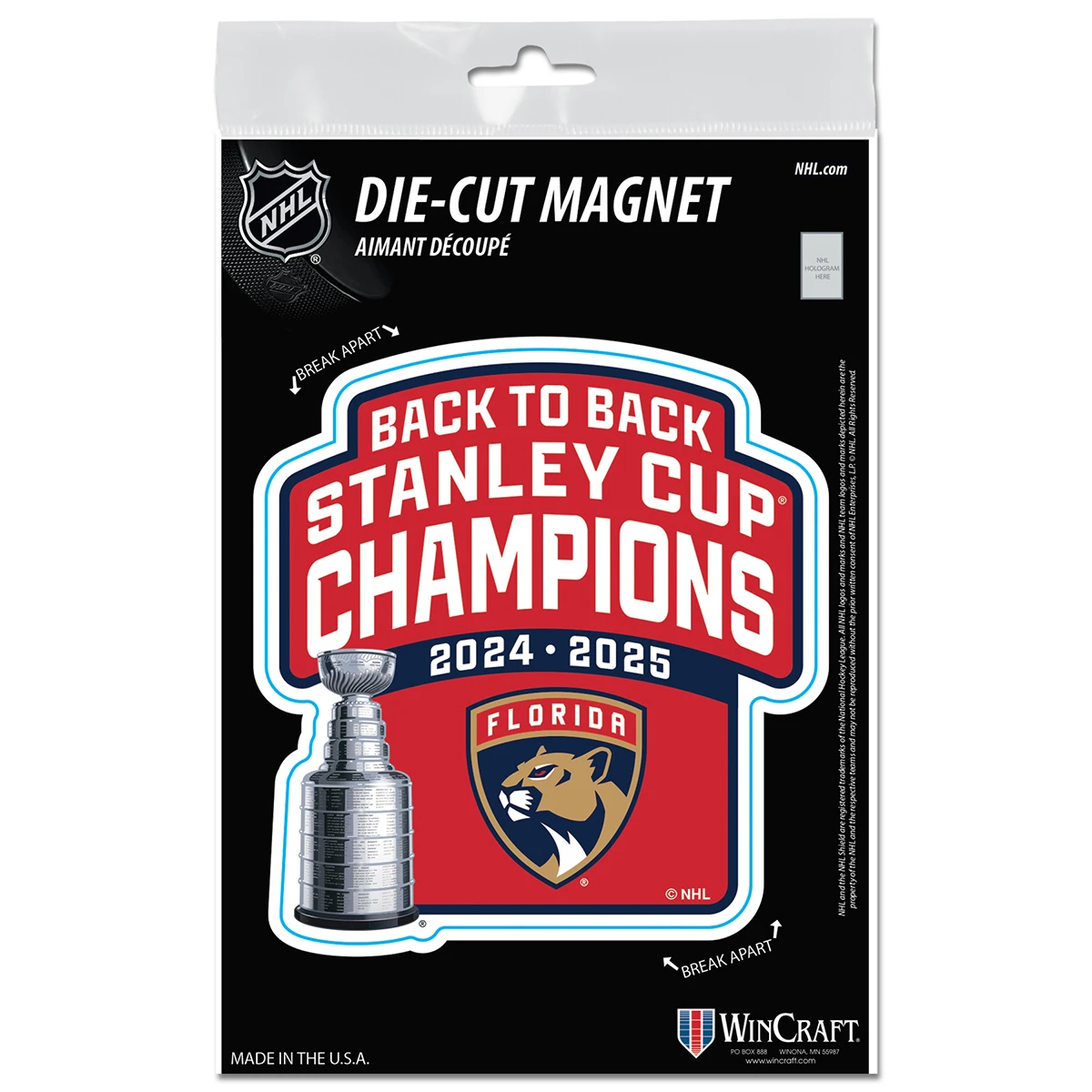 Florida Panthers 2024-2025 Back-to-Back Stanley Cup Champions Magnet