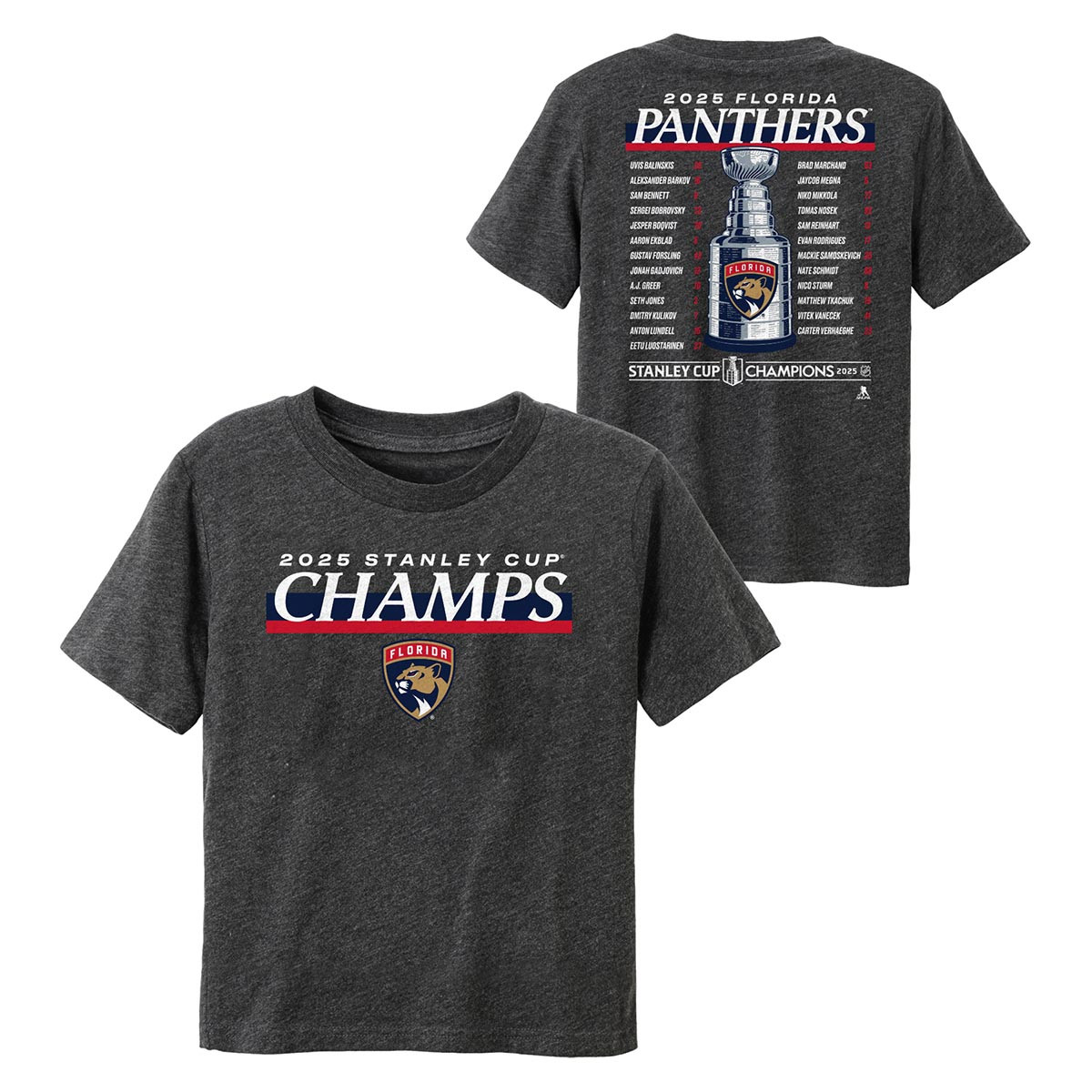Florida Panthers Toddler 2025 Stanley Cup Champions Roster T-Shirt