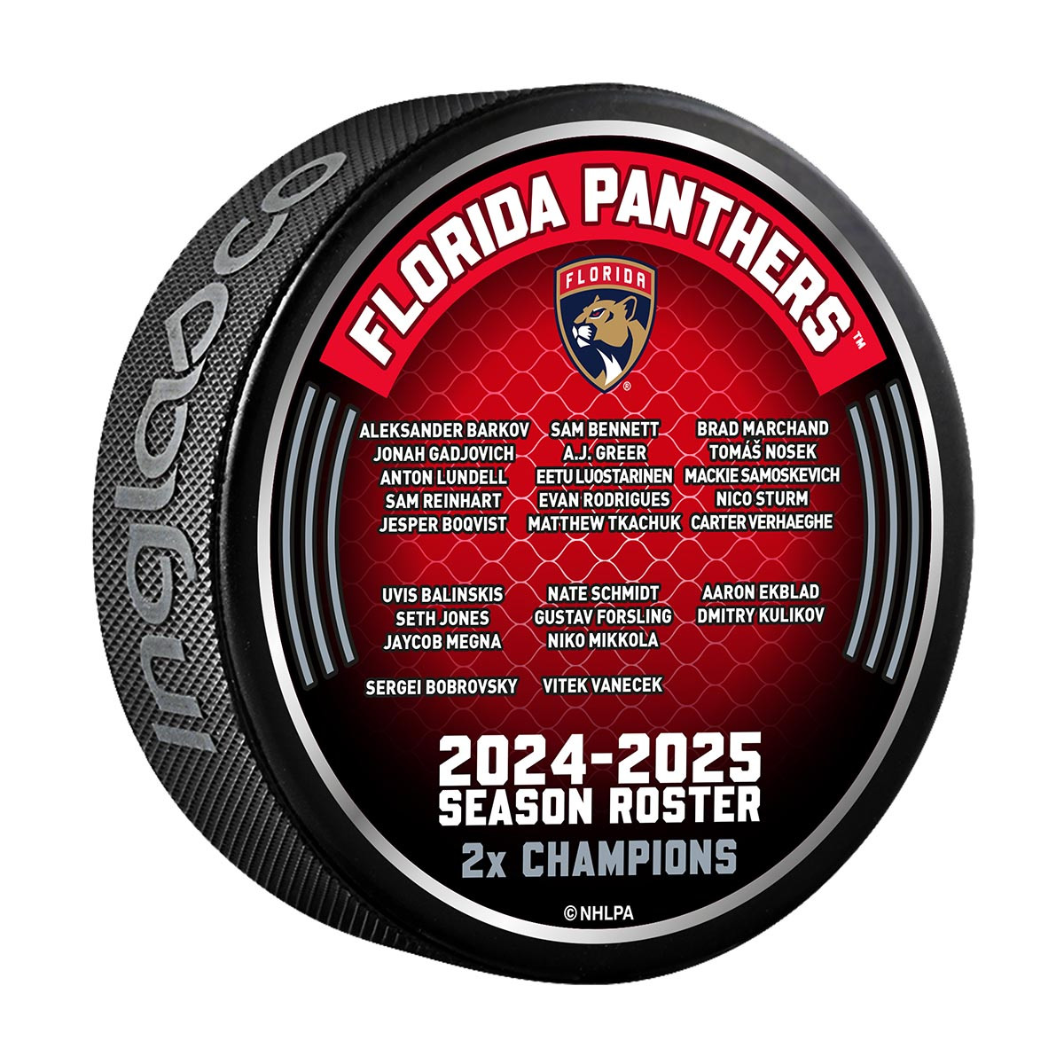 Florida Panthers 2025 Stanley Cup Champions Roster Puck - FLA TEAM