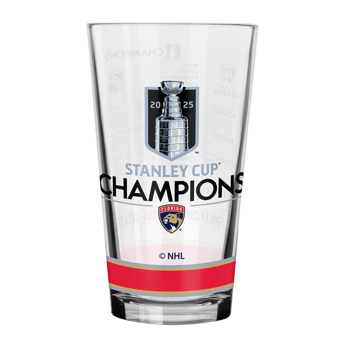 Florida Panthers 2025 Stanley Cup Champions Stats Pint Glass