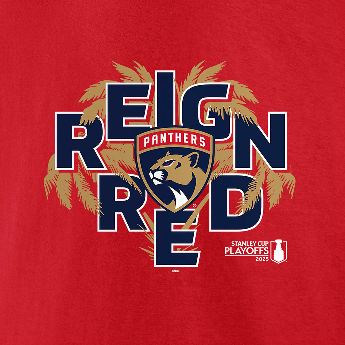 Florida Panthers 2025 Stanley Cup Playoff Participant Reign Red T-Shirt