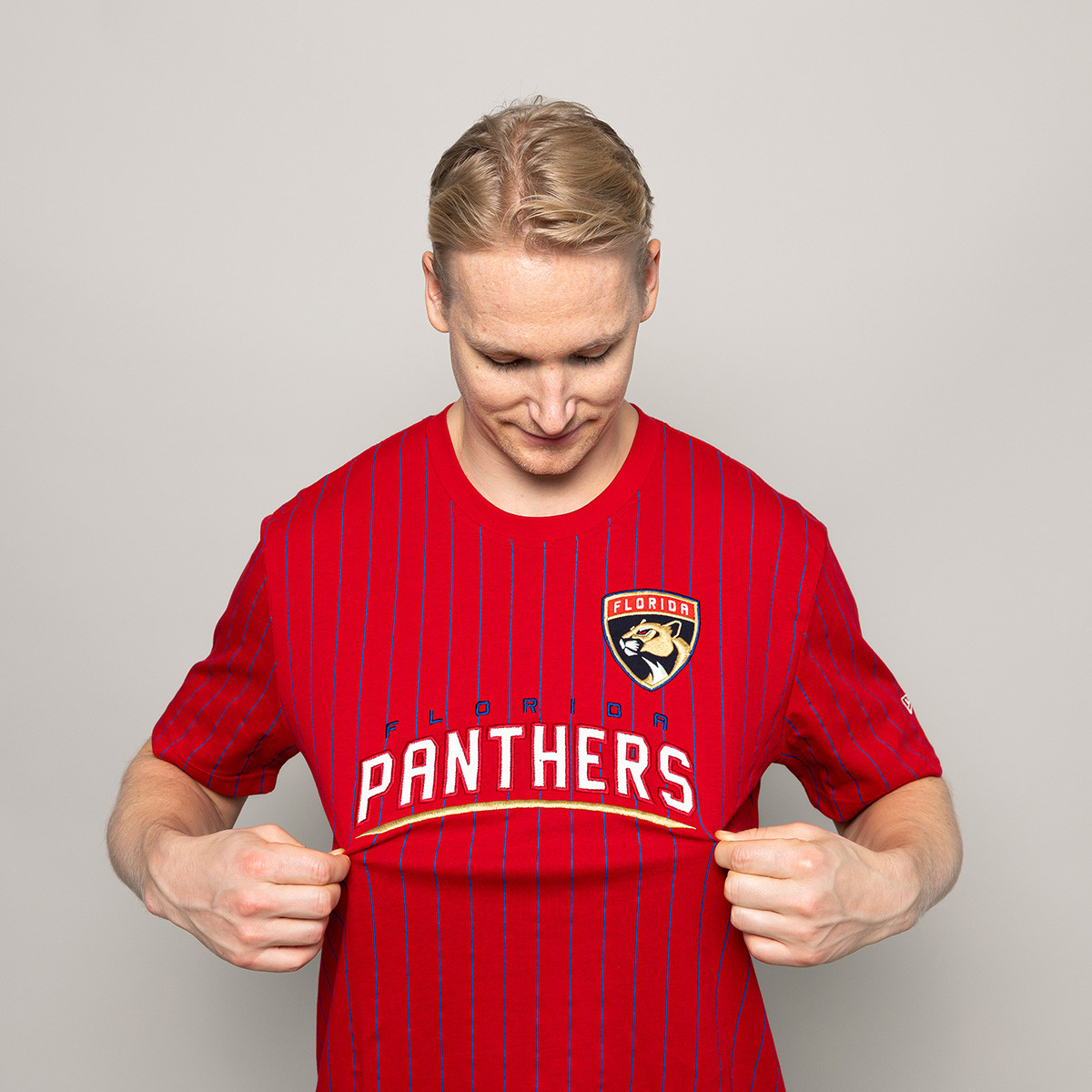 Florida Panthers Red Throwback Pinstripe T-Shirt