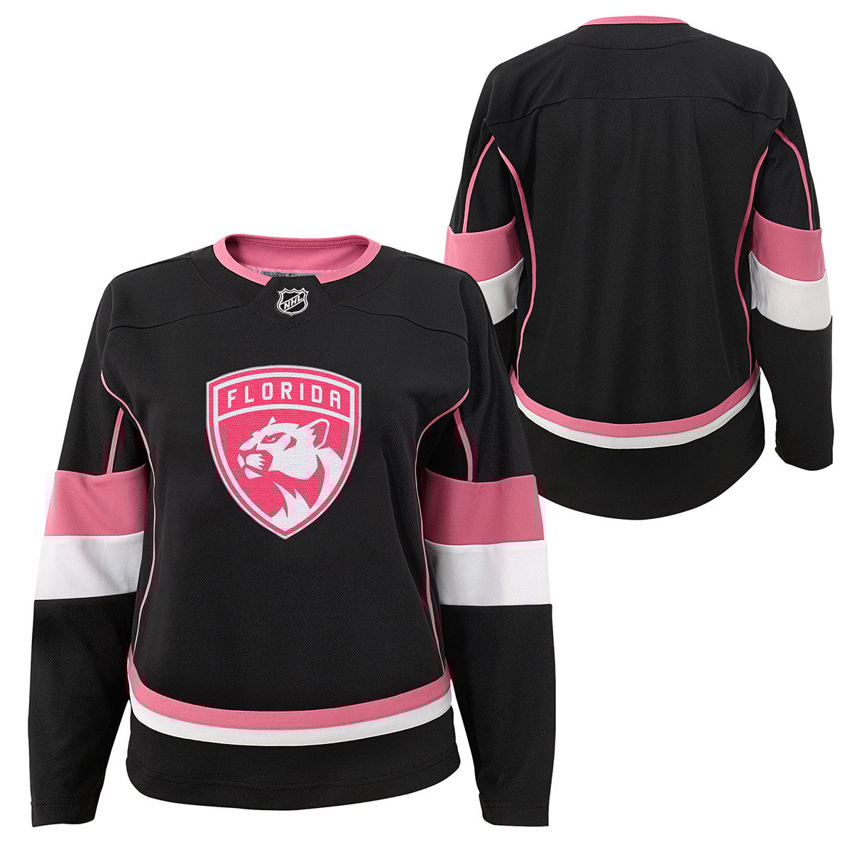 Florida Panthers Toddler Girls Black & Pink Jersey