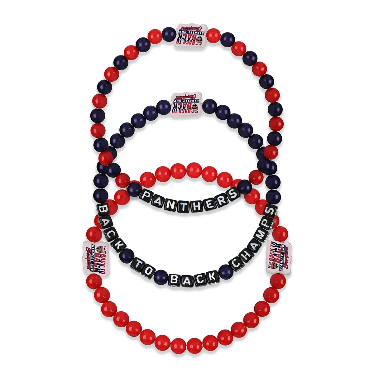 Florida Panthers 2024-2025 Back-to-Back Stanley Cup Champions 3-Pack Beaded Bracelets