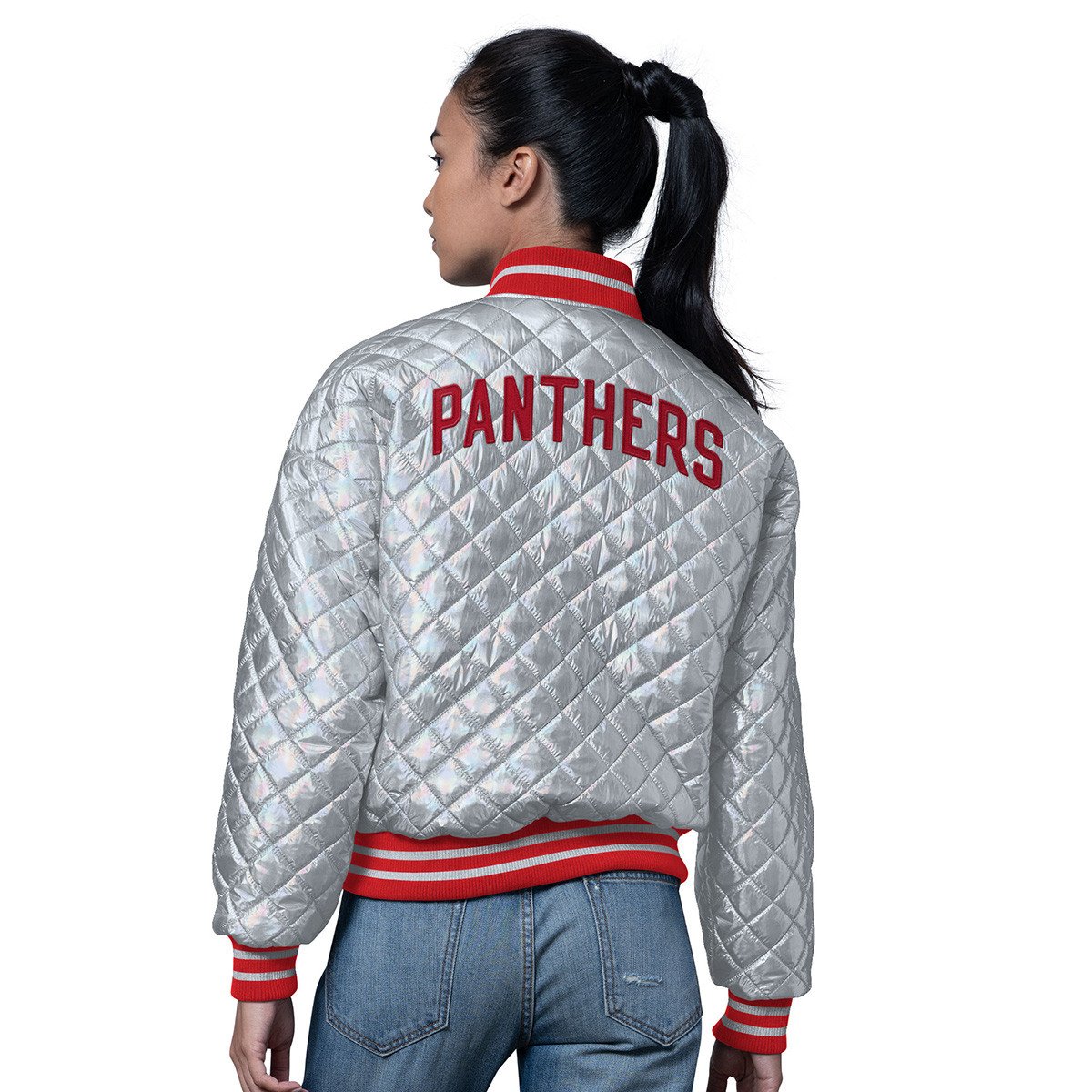 Florida Panthers Women's Blowout Metallic Silver Varsity Jacket