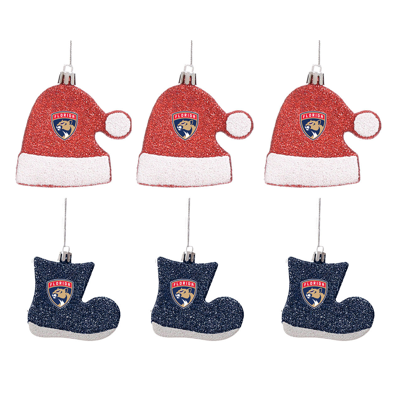 Florida Panthers 6 Pack Hat/Boot Ornament Set