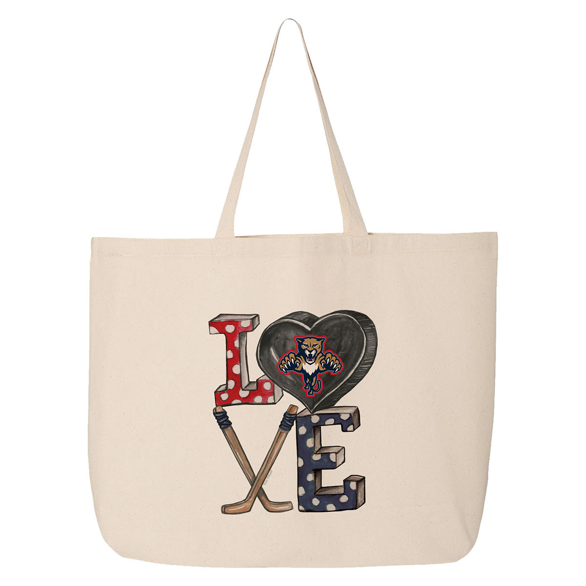 Florida Panthers LOVE Canvas Tote Bag