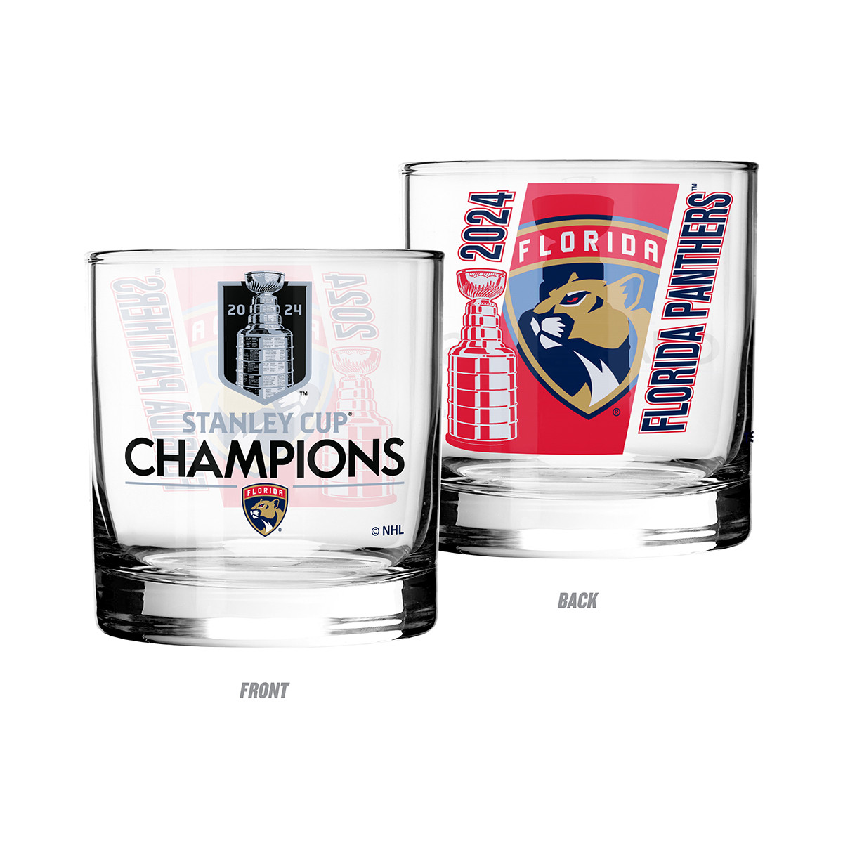 Florida Panthers 2024 Stanley Cup Champions Rocks Glass