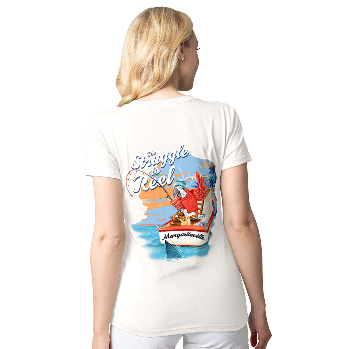 Florida Panthers Women's Margaritaville Reel Struggle V-Neck T-Shirt