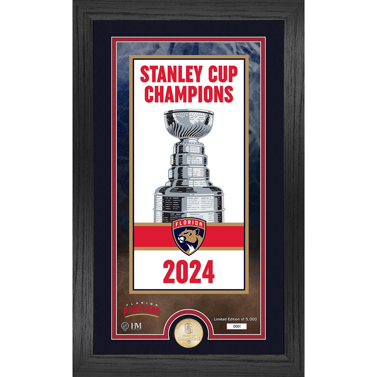 Florida Panthers 2024 Stanley Cup Champions Banner Raising  Photo Mint  Framed Collectible