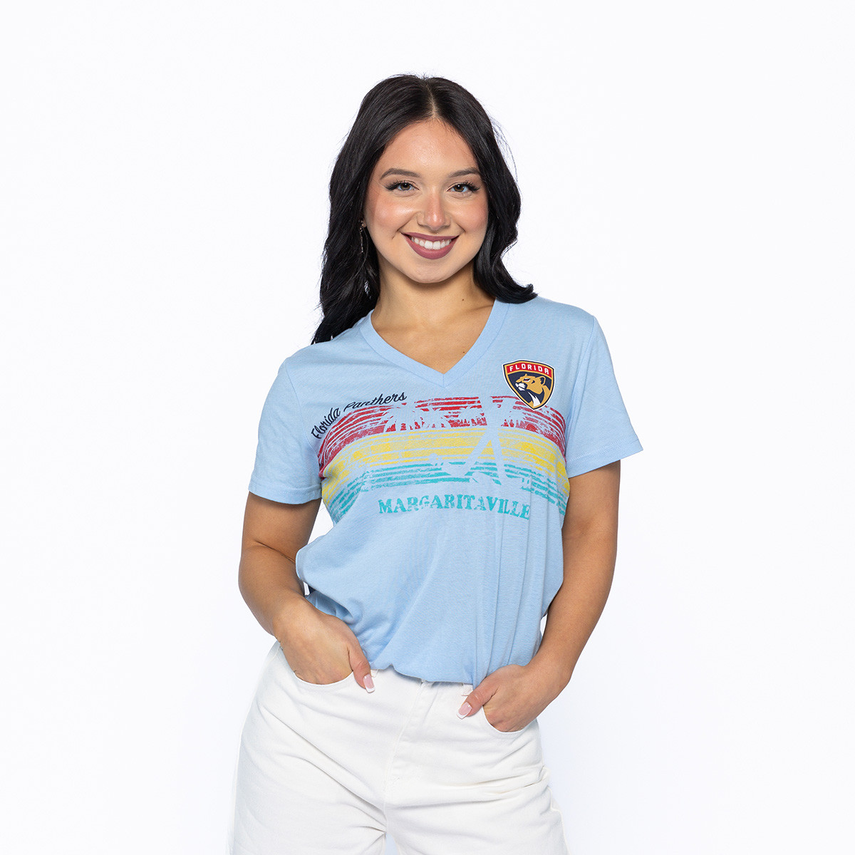 Florida Panthers Women's Margaritaville Sunset V-Neck T-Shirt